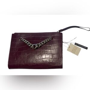 Claudia Firenze Genuine Leather Croc-Embossed wristlet clutch. 12x9 – NWT